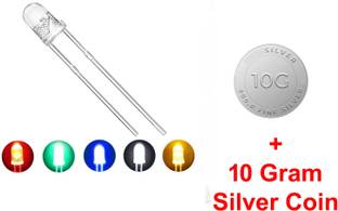 Wizzo (Pack of 100 Pieces) Transparent Bright LED 5mm, 3V DC 2 Pin Light Emitting Diode, Multipurpose, For Science Projects DIY Hobby Kit (20 Each Red, Blue, Green, Yellow, White) Light Electronic Hobby Kit