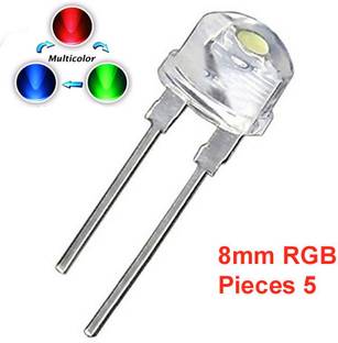 ELPH Transparent RGB LED 8mm | 3V DC, 2 Pin |Multicolor Changing LED | Pack of 5 Electronic Components Electronic Hobby Kit