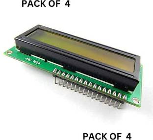 MAG BEE 16x2 LCD display soldered male header 16 pin Green color LCD display Pack of 4 Electronic Components Electronic Hobby Kit