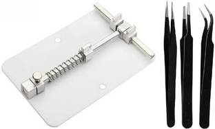 wroughton Fixture PCB Holder Work Fixed Clamp PCB Board Repair Holder With 3 ESD Tweezer Electronic Components Electronic Hobby Kit