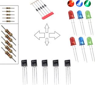 gobagee 5x BC547, 5x Diode,1K and 100E Resistor 5 each, Red, Green Blue color led 2 each Electronic Components Electronic Hobby Kit