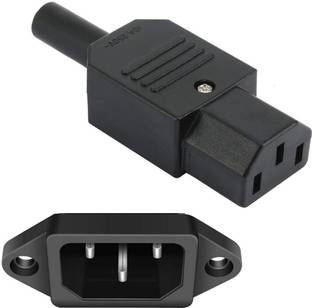 SYMFONIA AC 250V 10A IEC 320 C14 and C14 Male and Female Panel Mount Plug and Socket Adapter Power Connector Black Screw Mount 3 Pins Inlet Power Plug Socket Electronic Components Electronic Hobby Kit
