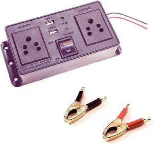 ERHIndia 12v/24v dc to ac Converter Gang Box with Battery Clips Mobile Power Automotive Electronic Hobby Kit