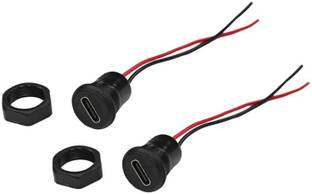 ERHIndia 2 Pcs Type C Female USB Panel Mount Socket Connector with Wire Electronic Components Electronic Hobby Kit