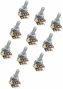 INVENTO 10pcs 100K Ohm Potentiometer Pot Variable Resistor 6 Pins Split Shaft Rotary Automotive Electronic Hobby Kit