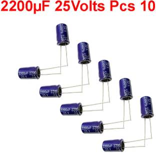 ELPH 10 Pcs 2200uf 25V Electrolytic Capacitor 2200 Micro Farad 25 Volt Condenser Electronic Components Electronic Hobby Kit