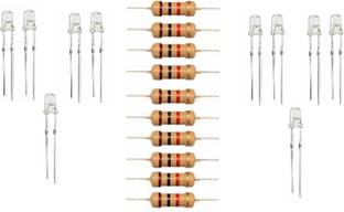 Technical hut 5mm White LED with 1K ohm Resistor Educational Electronic Hobby Kit