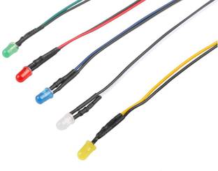 RANVIRKAR 12Volt LEDs 2 piece each of 5 colors 10pcs Pre Wired 5mm Diffused LED Electronic Components Electronic Hobby Kit