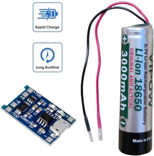 Techsmart 18650 3.7v 3000mAh Vippow rechargeable battery - connection,1A charging module Electronic Components Electronic Hobby Kit