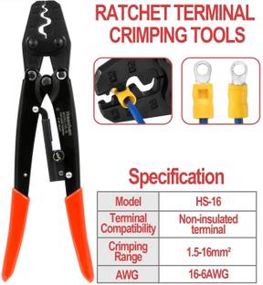 BALRAMA HS-16 Ratchet Terminal Crimping Tool Cable Lug Plier 1.25-16 mm² Ferrule 26B Solar Panel