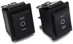 ERHIndia 2 Pcs Black DPDT Rocker Switch 6-Pin 3 Way ON-Off-ON 16A 250VAC / 20A Switch Electronic Components Electronic Hobby Kit