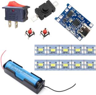 Universal Hub DIY KIT TP4056 CTYPE 2PIN RED, TACTILE 2PCS SWITCH 18650 BATTERY & HOLDER 4V LED Electronic Components Electronic Hobby Kit