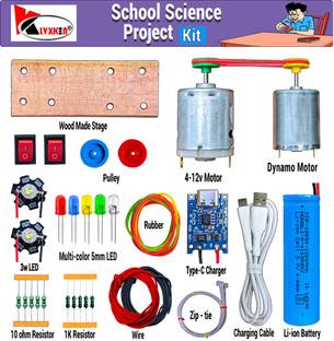 KLVXKEN Electricity Generating DC Motor Kit With 3.7v Battery, LED Light (42 items) Electronic Components Electronic Hobby Kit
