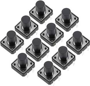 R&D 12x12x10mm Black Color Tactile Momentary Types Push Button Switch PACK OF 2 Electronic Components Electronic Hobby Kit