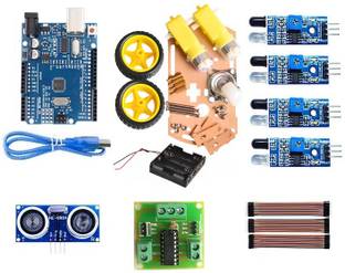 Robo Pixel Complete Robo Car DIY kit with Arduino Uno, Ultrasonic Sensor and IR sensor Electronic Components Electronic Hobby Kit