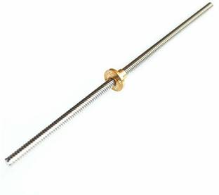 INVENTO 4Pcs 500mm Trapezoidal Lead Screw T8 8mm Pitch 2mm Lead 8 TR8 + 4pcs Brass nut for 3D Printer CNC Robotics NA Rebar