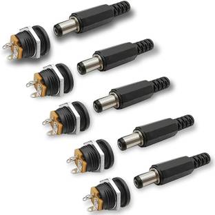 JUKR 12V AC / DC Adopter Male Female Socket Panel Mount Power Supply Plug Jack PIN Educational Wire Connector