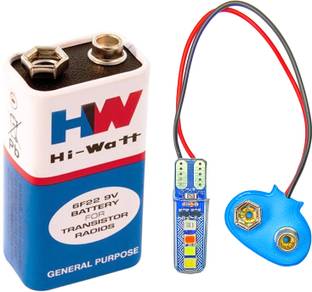 SYMFONIA 5W 12V DC Vehicle Parking T10 LED Light Bulb With Battery Clip, 9 Volt Battery Light Electronic Hobby Kit