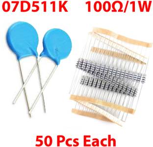 ELPH Combo pack of 50 Pcs 100 ohm 1W Resistor & 50 Pcs MOV 07D511K 320 Volt 7mm Electronic Components Electronic Hobby Kit