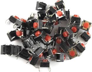SAMAES 50 pics 4 Pin 6x6x5mm Micro Push Button Switch, 5mm Base to Head Height Electronic Components Electronic Hobby Kit