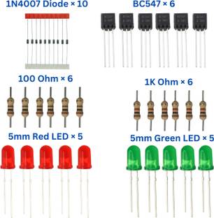 Charohm Combo 6xBC547 Transistor, 10xDiode, 6x1K & 6x100 ohm Resistor, 10xGreen/Red led Electronic Components Electronic Hobby Kit