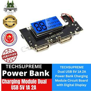 TechSupreme Dual USB 5V 1A 2A Power Bank Charging Module with Digital Display 1B Electronic Components Electronic Hobby Kit