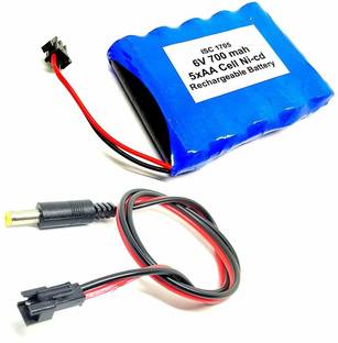 INVENTO 1Pcs 6V 700mAh Ni-cd Rechargeable 1.2V x 5 AA Cell Pack with 5.5mm DC Male Jack Automotive Electronic Hobby Kit