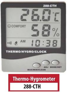 BALRAMA HTC 288-CTH Thermo-Hygrometer Clock Digital Humidity Meter Temperature Tester Digital Kitchen Timer