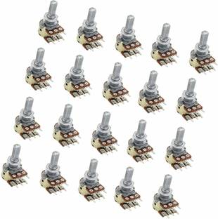 INVENTO 20pcs 100K Ohm Potentiometer Pot Variable Resistor 6 Pins Split Shaft Rotary Automotive Electronic Hobby Kit