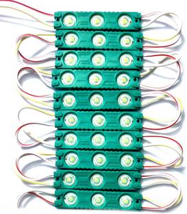 Wizzo 10 Pieces {GREEN} 12Volt 1.5 Watt DC Optical Lens 3 LED Module Lamp Decoration Light Electronic Hobby Kit
