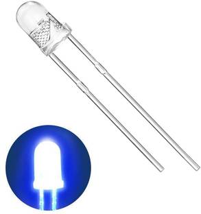 Wizzo (Pack of 100 Pieces) Transparent (BLUE) Super Bright LED 5mm, 3V DC 2 Pin Light Emitting Diode, Multipurpose, For Science Projects DIY Hobby Kit - BLUE Light Electronic Hobby Kit