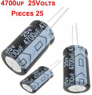 ELPH 25 Pcs 4700uf 25V Electrolytic Capacitor 4700 Micro Farad 25 Volt Condenser Electronic Components Electronic Hobby Kit