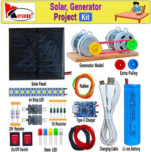 KLVXKEN Mini Solar, Generator, 3.7v Battery & Other Science Project Kit (55 items) Motor Control Electronic Hobby Kit