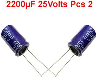 ELPH 2 Pcs 2200uf 25V Electrolytic Capacitor 2200 Micro Farad 25 Volt Condenser Electronic Components Electronic Hobby Kit