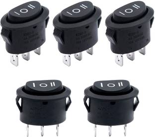 SYMFONIA SPDT 3 Pin 3 Position AC 250V/6A 125V/10A Oval Rocker Switch ON/Off/ON(PCK of 5) Electronic Components Electronic Hobby Kit