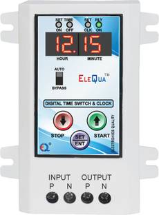 ELEQUA Digital Timer Switch And Clock For Auto ON and Off -30Amp/2HP(10Programm /Day) Programmable Electronic Timer Switch