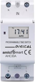 amiciSmart Digital Relay in-Built 7 Days Schedule, DIN Rail Mounted, 220V, 30A Programmable Electronic Timer Switch