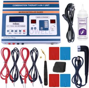 Physiowell 4 In 1 Combination Physiotherapy Equipment IFT US MS Tens Ultrasound Therapy Machine Tens Machine Interferential Muscle Stimulator Pain Relief Management Electrotherapy Device