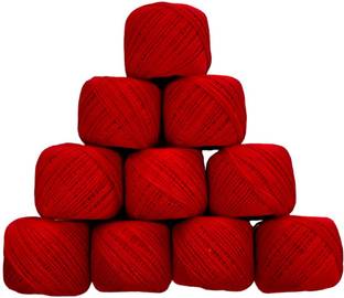 JOEJOE Embroidery Material Crochet Cotton Thread Yarn for Knitting (Red) Embroidery Hoop