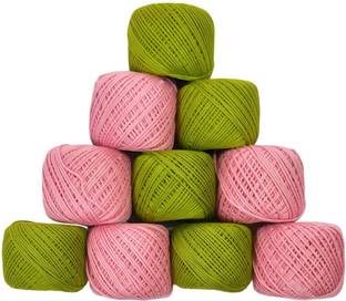 JOEJOE Embroidery Crochet Cotton Thread Yarn for Knitting Light Pink & Light Mehendi Embroidery Hoop