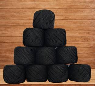 JOEJOE Embroidery Material Crochet Cotton Thread Yarn for Knitting (Black) Embroidery Hoop