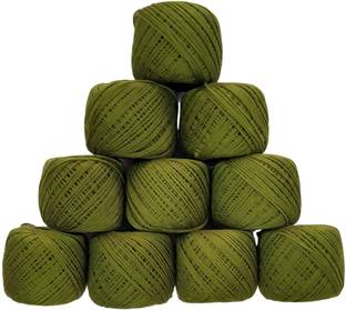 JOEJOE Embroidery Material Crochet Cotton Thread Yarn for Knitting (Mehndi Green) Embroidery Hoop