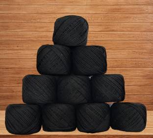 JOEJOE Embroidery Material Crochet Cotton Thread Yarn for Knitting (Black) Embroidery Hoop