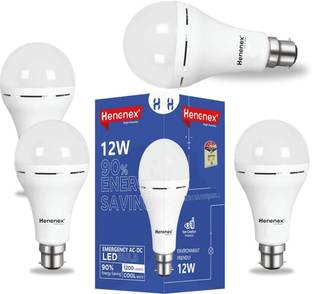 Henonex 12W LED Bulb with Solar Compatibility|Pck of 4 4 hrs Bulb Emergency Light