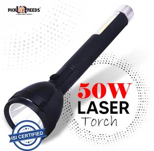 Pick Ur Needs Dual 2in1 Power Full Led Rechargeable Long Range Torch Upto 1 Km With BackLight 6 hrs Torch Emergency Light