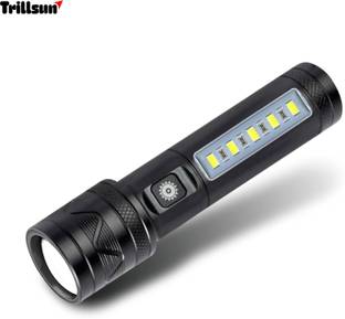 Trillsun Metal LED Light Long Range 1000 Meter High Power Zoomable Type -C Torch 4 hrs Flood Lamp Emergency Light