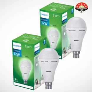 ONIEXO Pack of 2-Rechargeable 12W LED Bulb with Bright White Light for Emergency Use 4 hrs Bulb Emergency Light