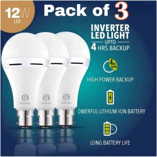 Alfa Bright Emergency inverter rechargeable bulb 12wt pack of 3 up to 4 HRS battery backup 3 hrs Bulb Emergency Light