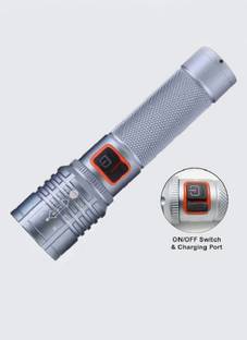 AKR Metal Led Torch Light Long Range 1000 Meter 1 Km High Power Zoomable & Type-C 5 hrs Torch Emergency Light