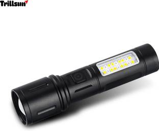 Trillsun Metal Body Zoomable 1000 Meter|1 Km High Power Long Range & Type-C 5 hrs Torch Emergency Light